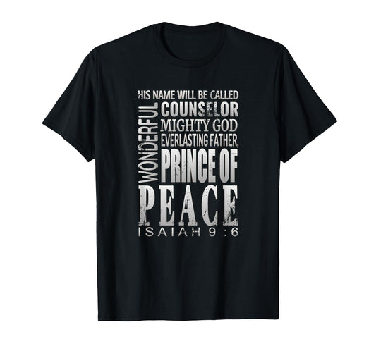 Wonderful Counselor Prince Of Peace T Shirt Christmas Bible T-Shirt