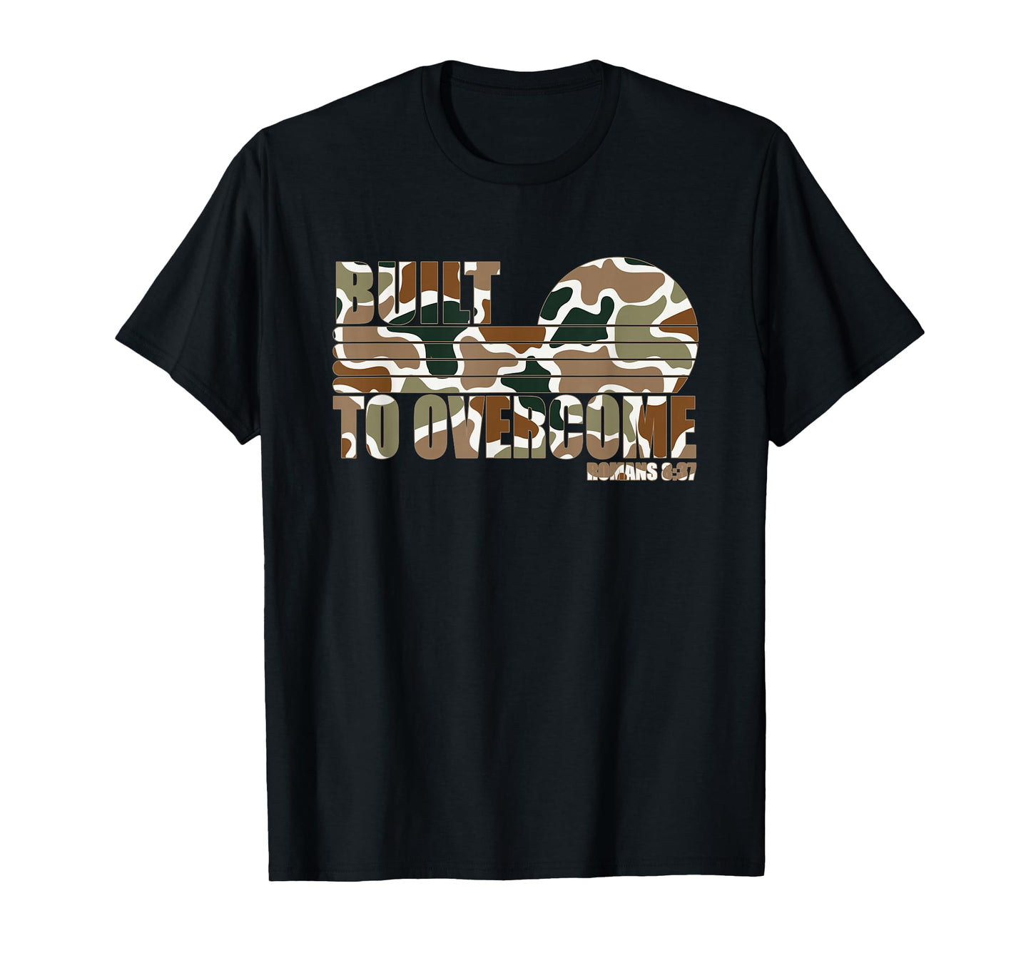 Built to Overcome Camo Faith Gym Workout Christian Scripture T-Shirt