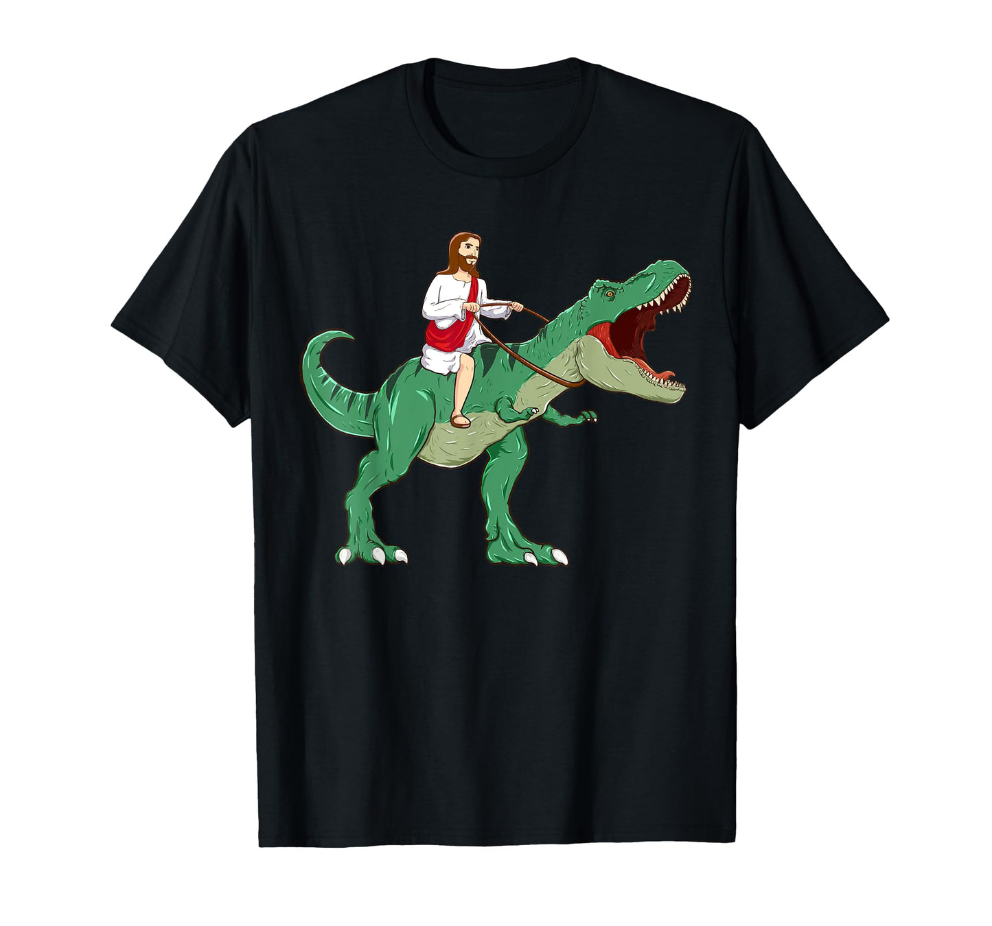 Funny Parody Jesus Riding Dinosaur Meme Dino Lover Believer T-Shirt