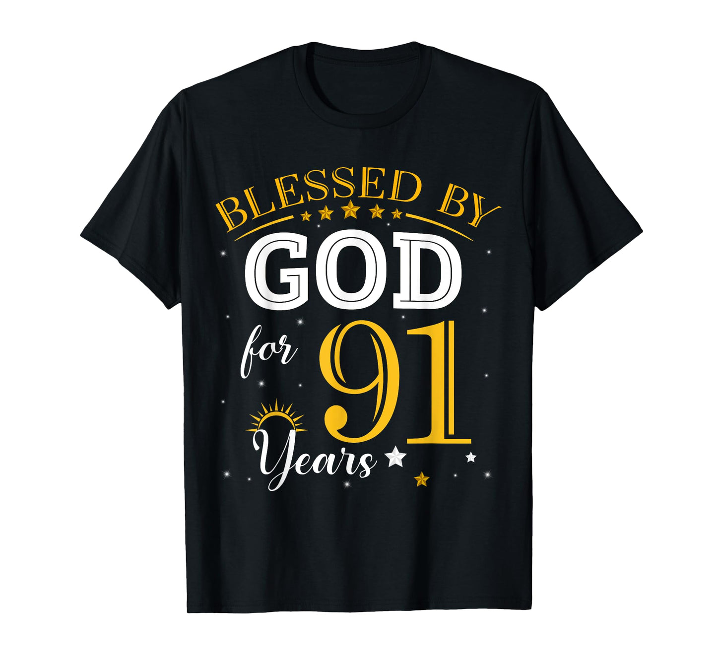 Vintage Blessed by God For 91 Years Old 91st Birthday Girl T-Shirt