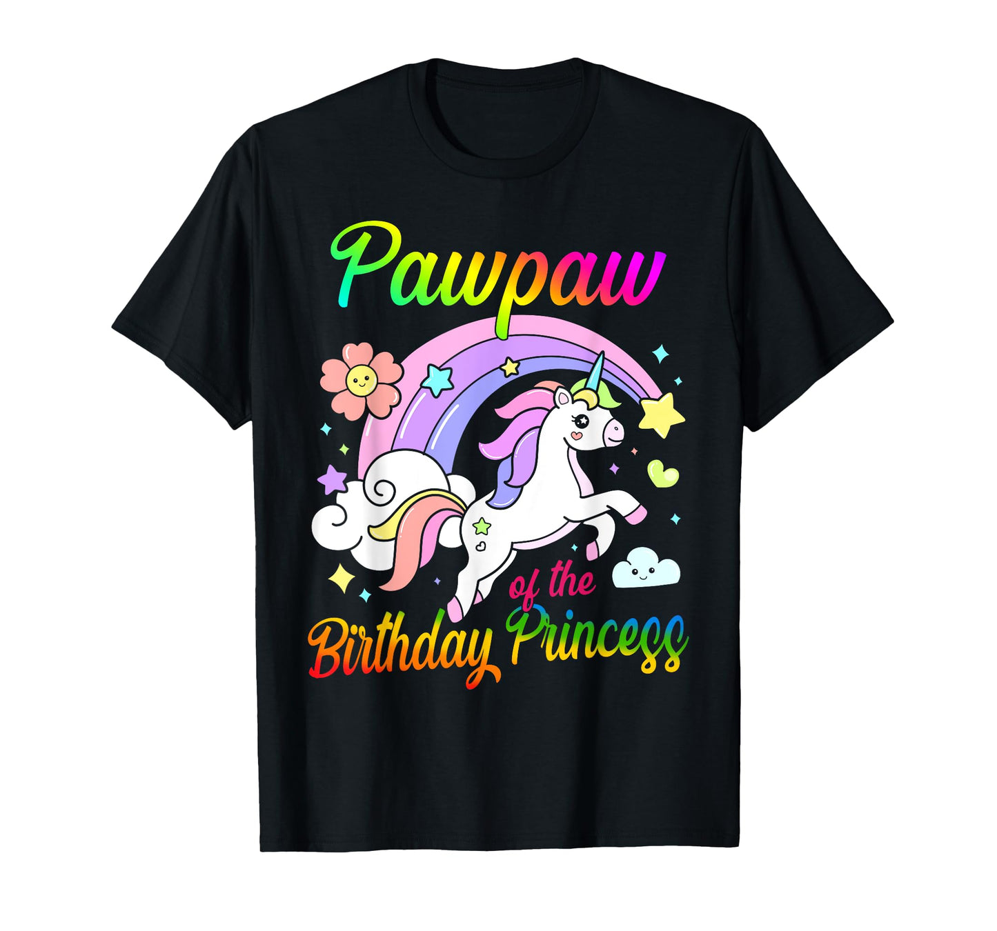 Pawpaw Of The Birthday Princess Unicorn Matching Family T-Shirt