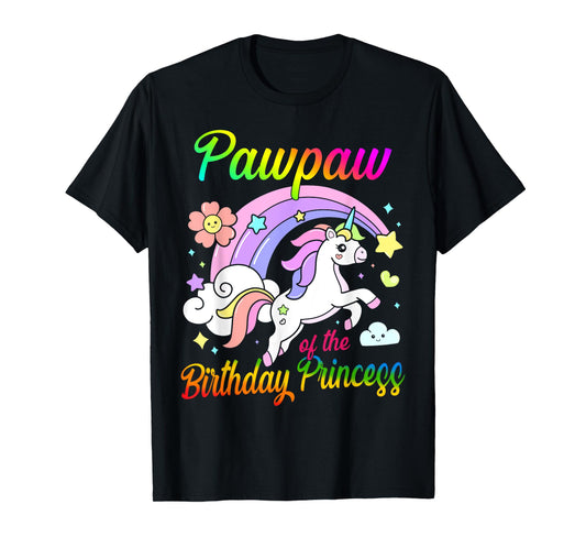 Pawpaw Of The Birthday Princess Unicorn Matching Family T-Shirt