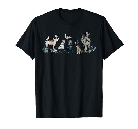 Retro Barnyard Animals Meme Farm Animals Hanging Clothesline T-Shirt