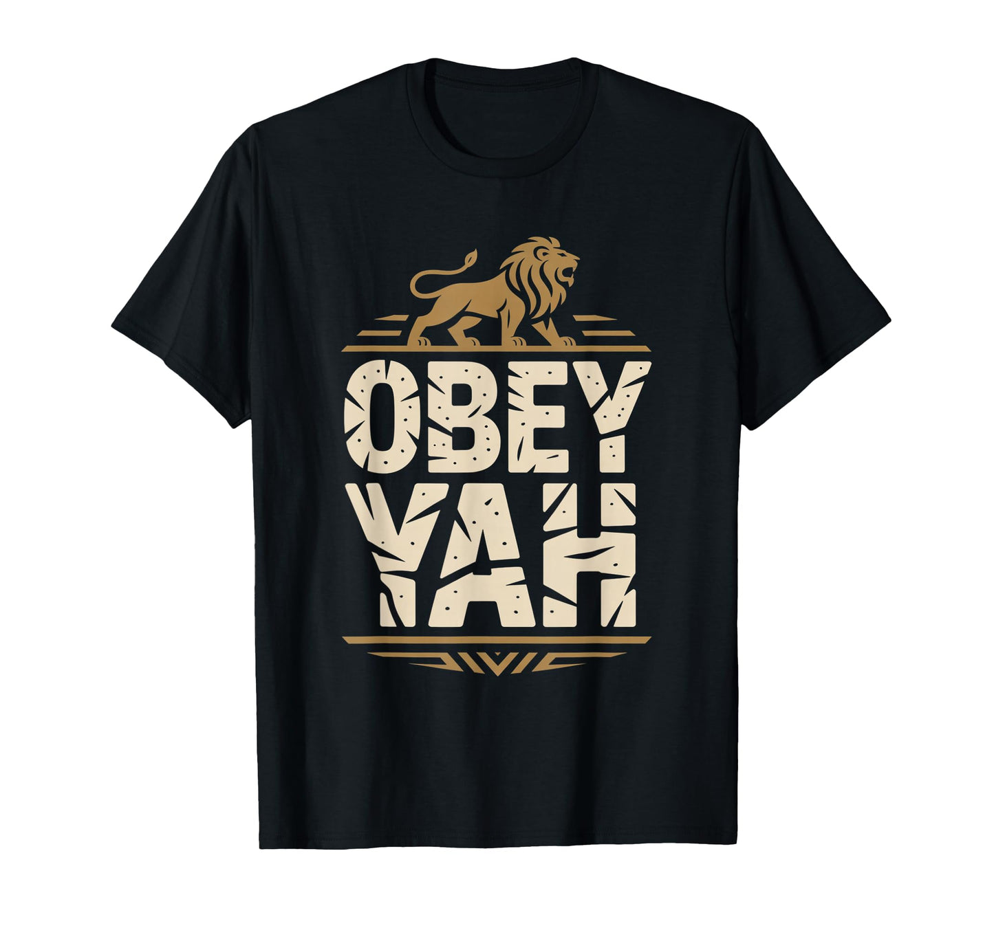 Obey YAH Bold Hebrew Lion Statement T-Shirt