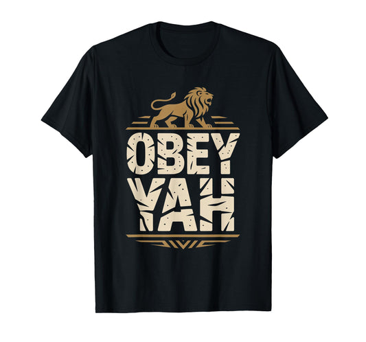 Obey YAH Bold Hebrew Lion Statement T-Shirt