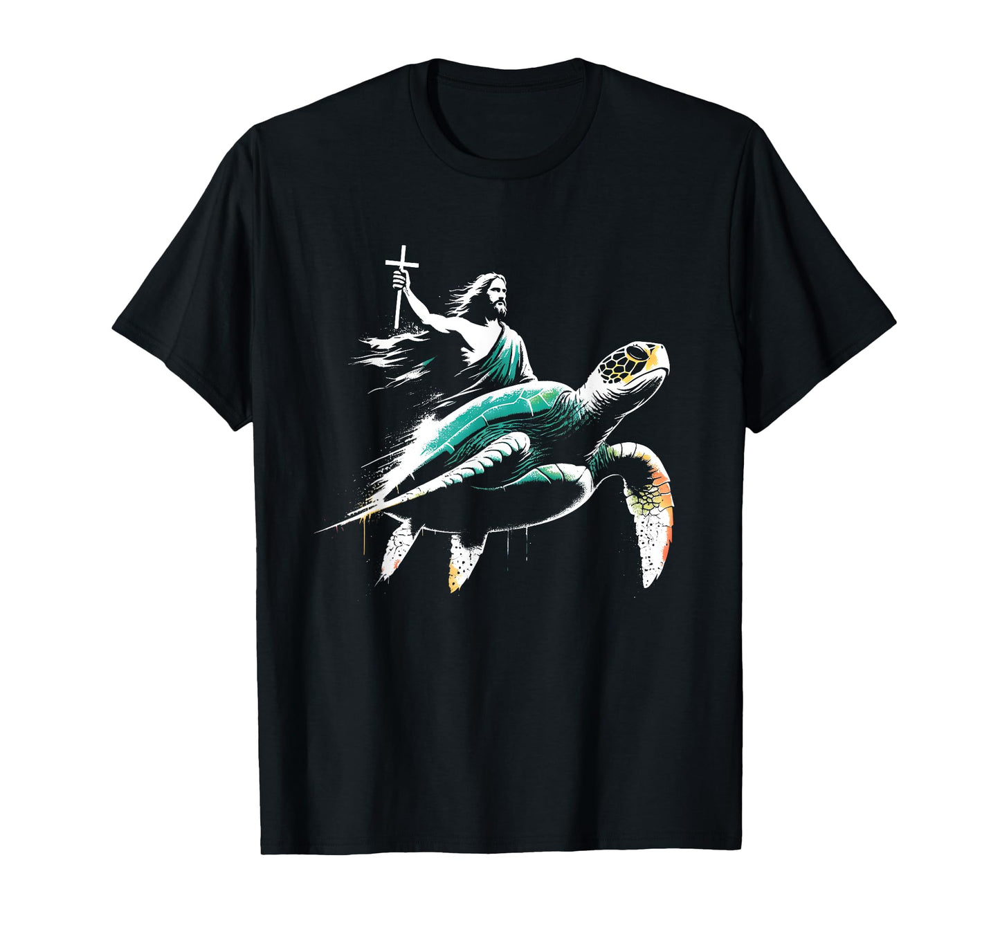 Jesus Riding Sea Turtle - Funny Christian Turtle Lover T-Shirt