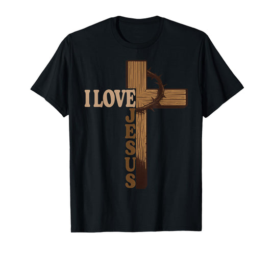 I Love Jesus Christian Cross God Faith Bible Religious Pray T-Shirt