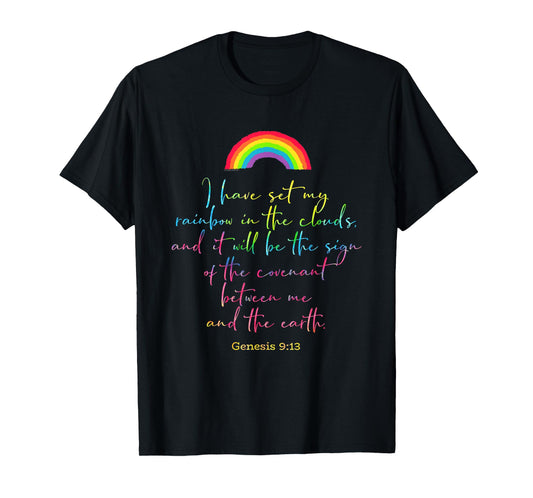 God's Rainbow Genesis 9 Christian Bible Verse Womens Gift T-Shirt