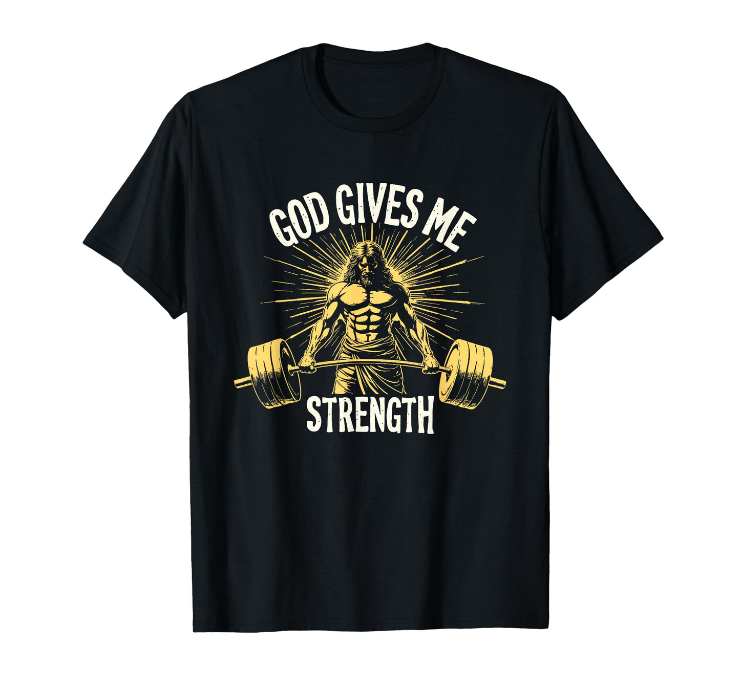 God Gives Me Strength Christian Jesus Workout Weightlifting T-Shirt