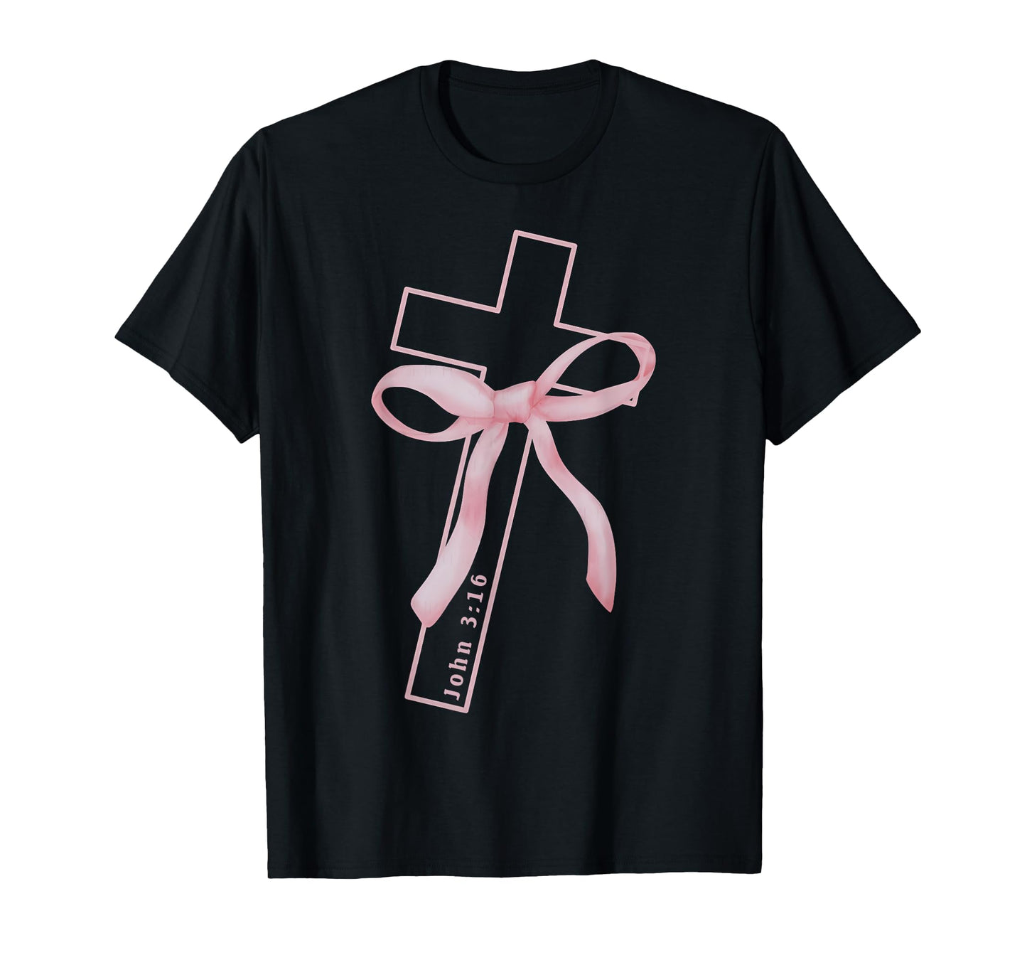 Pink Bow Cross Graphic for Girl Women Christian T-Shirt