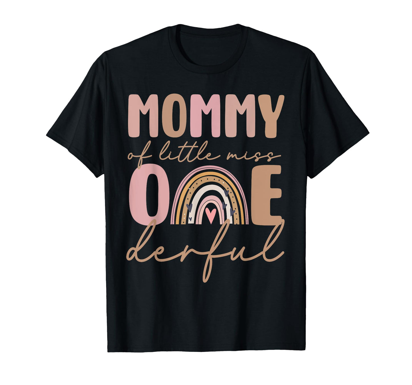 Mommy of Little Miss Onederful First Birthday Boho Rainbow T-Shirt