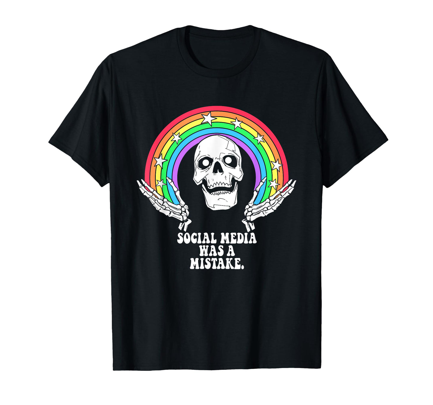Social Media Was A Mistake Skeleton Design T-Shirt