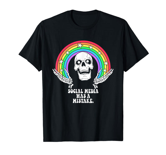 Social Media Was A Mistake Skeleton Design T-Shirt