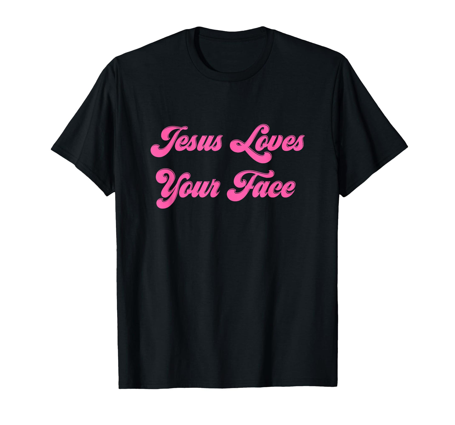 Retro 70s Jesus Loves Your Face For Christian Ladies & Girls T-Shirt