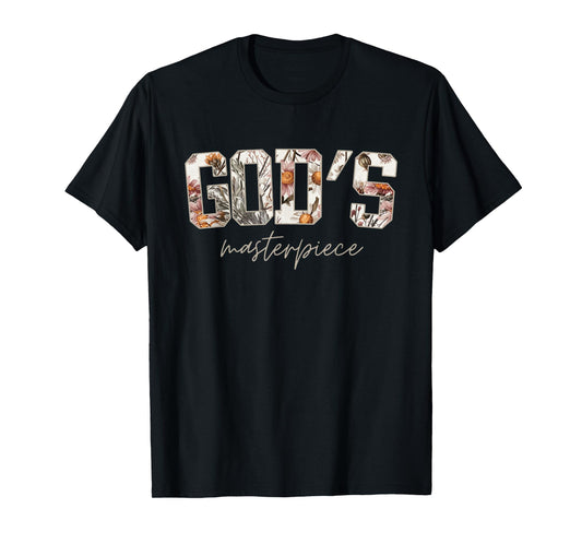 Faith Floral Varsity Boho Chamomile Text God's T-Shirt