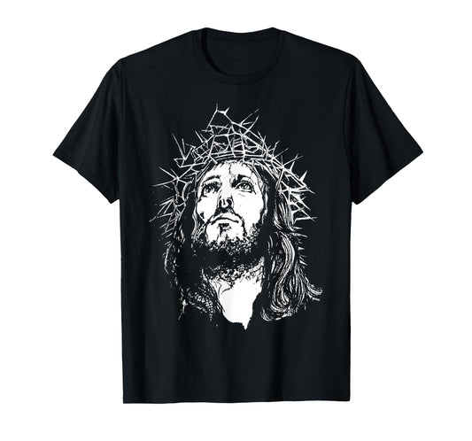 Image Face Of Jesus On A Cross With Crown Of Thorns T-Shirt
