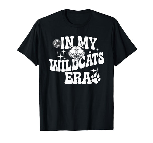 In My Wildcats Era Back to School Mascot Spirit Game Groovy T-Shirt