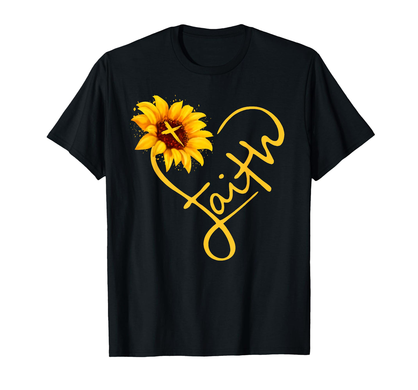 Sunflower Cross Christian Women Faith in Jesus Christ T-Shirt