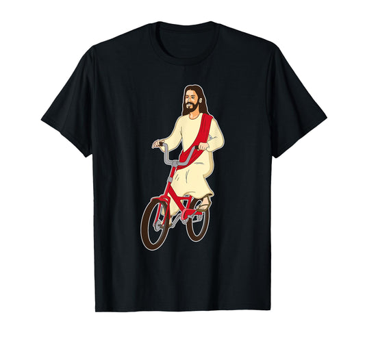 Retro Christ on a Bike Funny Lord Jesus Religious Easter T-Shirt