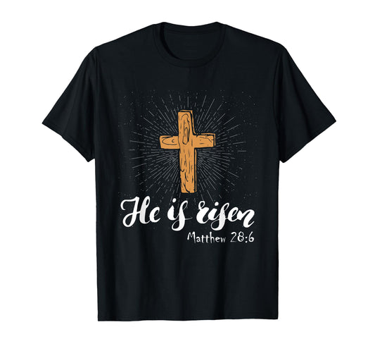 Easter Cross He Is Risen Jesus Christian Men Women Kid Youth T-Shirt