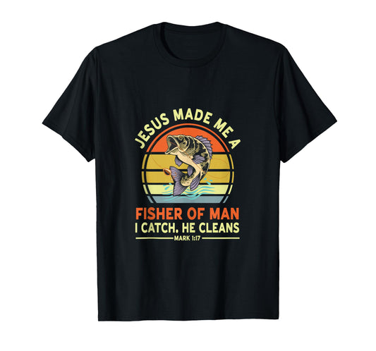 Vintage Jesus Made Me a Fisherman, Retro God Fishing Tank Top