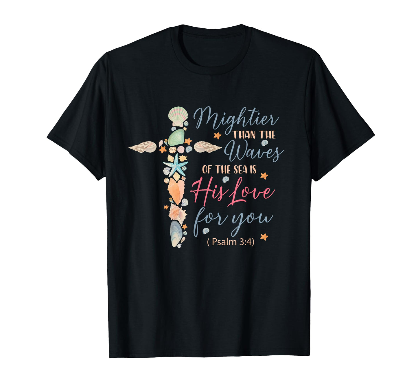 Christian Seashell Style Beach Vacation Faith Cross Women T-Shirt