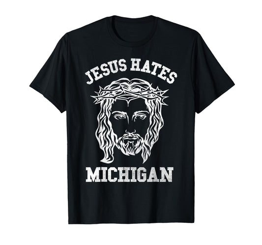 Vintage Michigan Jesus Hate Face Of Jesus With Crown T-Shirt
