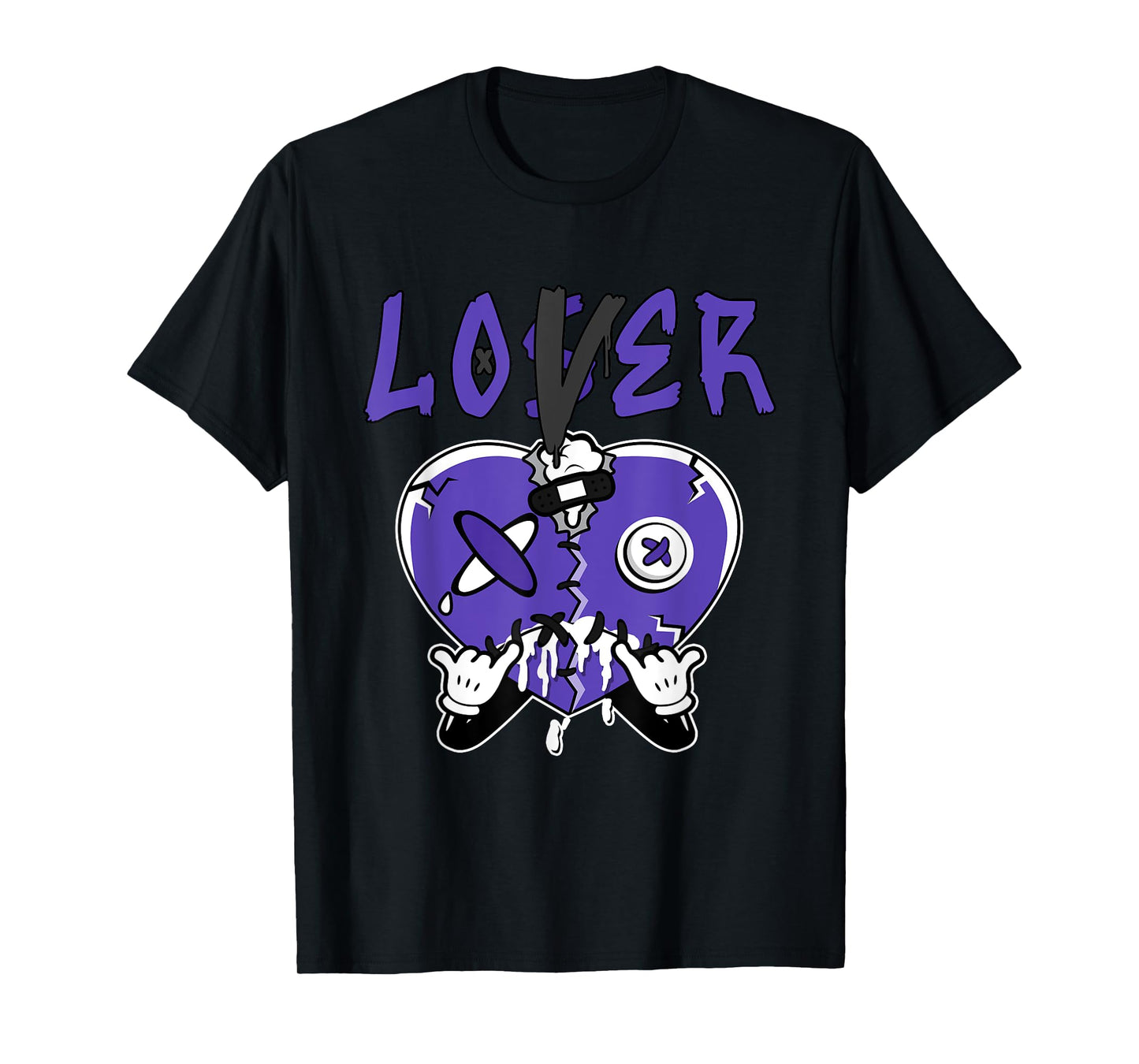 Loser Love Drip Heart Matching Black Field Purple 12s T-Shirt