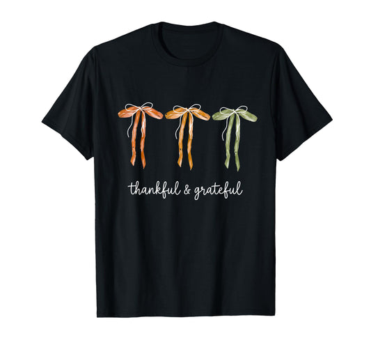 Coquette Bow Thankful & Grateful, Jesus God is Within Her T-Shirt