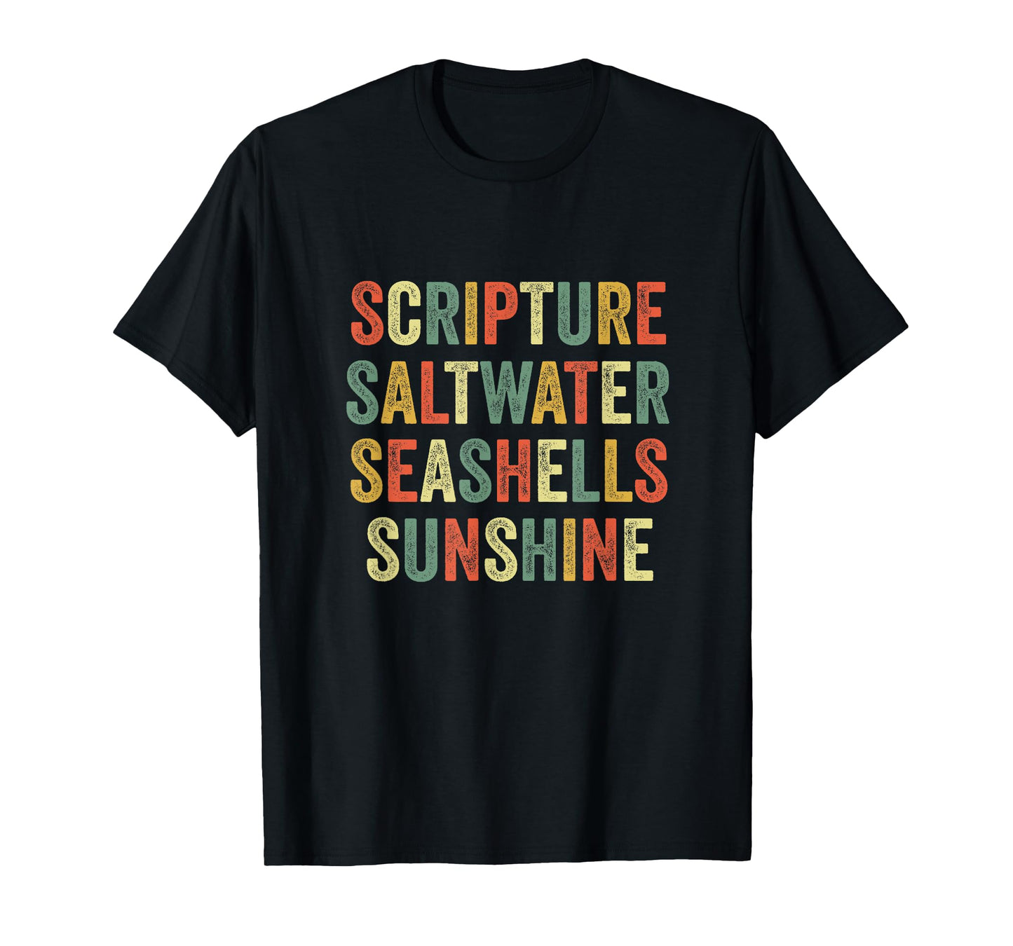Scripture Saltwater Seashells Sunshine Christian Trip Faith T-Shirt