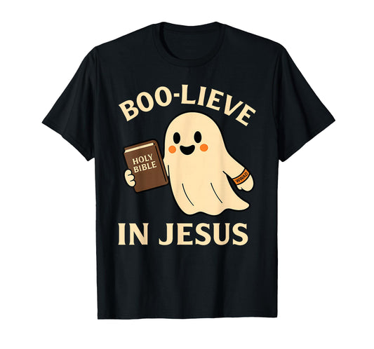Boo-Lieve in Jesus.Christian Halloween Funny Fall Clothing T-Shirt