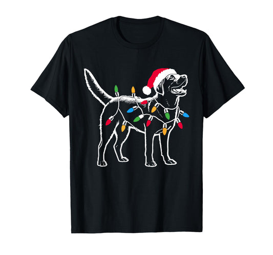 Funny Santa Labrador Retriever Christmas Lights Dog Lover T-Shirt for Men Women