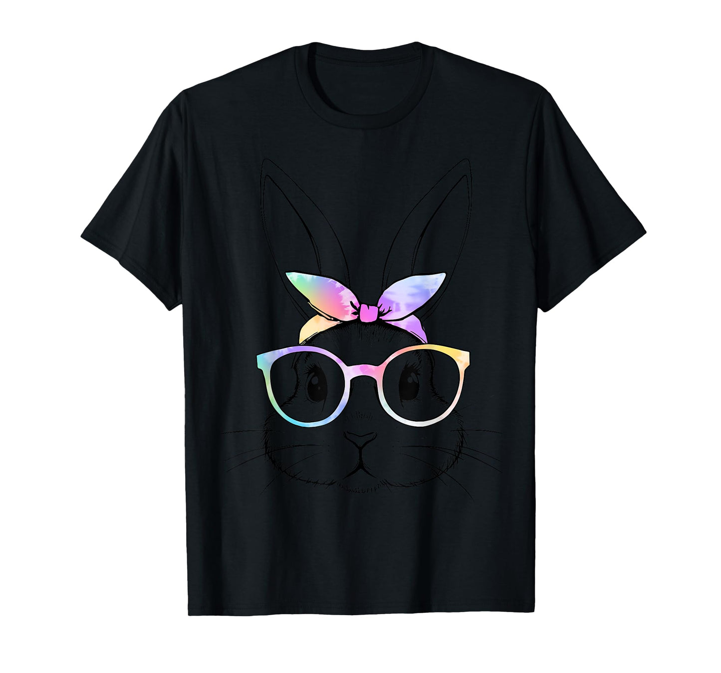 Cute bunny rabbit tie dye glasses bandana easter girls women T-Shirt