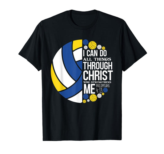 Philippians 4:13 Christian Volleyball Player Bible Verse T-Shirt