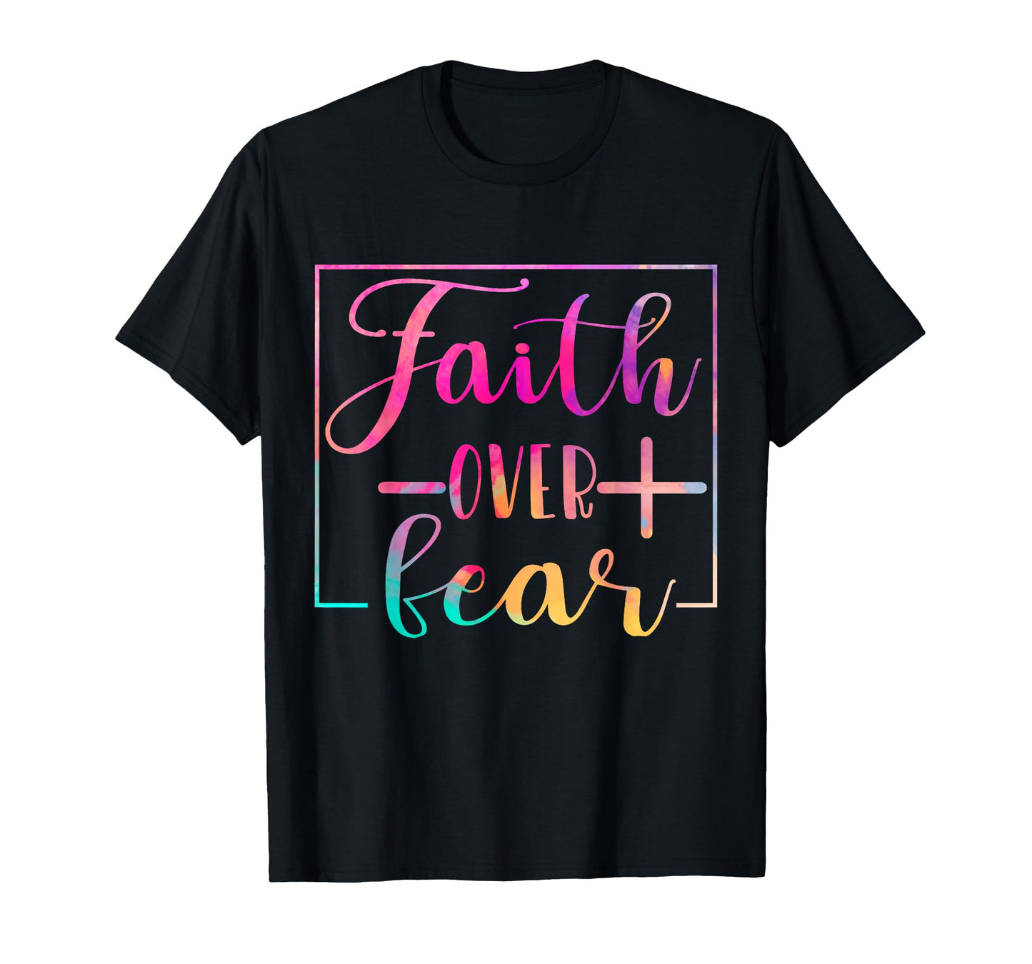 Religious Jesus Christian Faith Believe Over Fear Water Colo T-Shirt