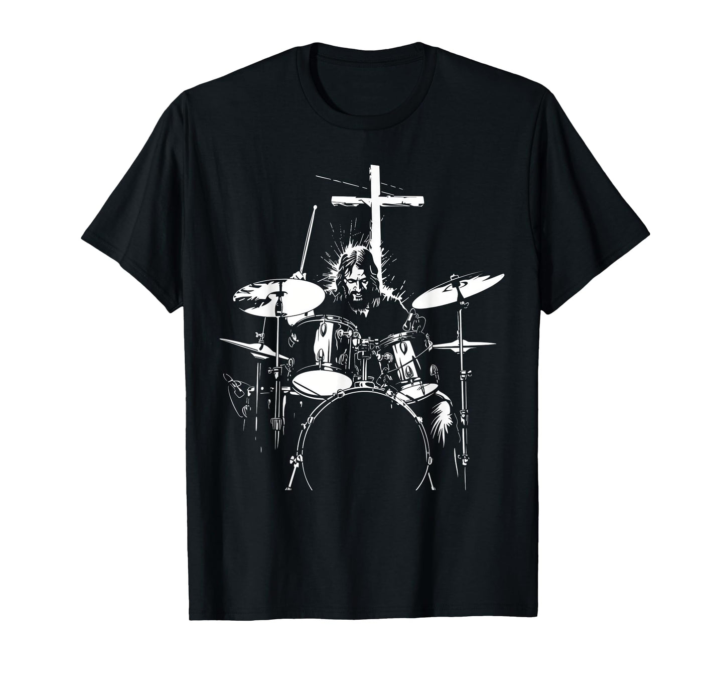 Jesus Playing Drums Christian Drummer Cross Vintage T-Shirt