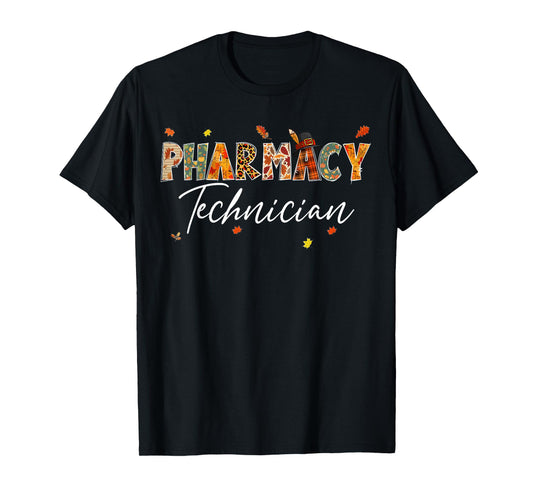Funny Pharmacy Technician Pumpkin Autumn Tree Fall Leaves T-Shirt
