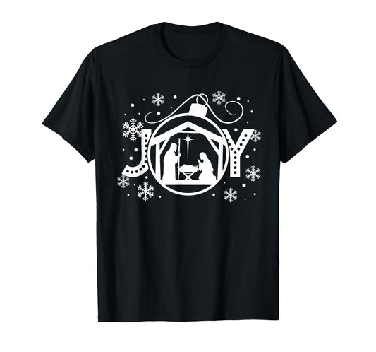 Christian Christmas Joy Jesus Nativity Scene Faith Family T-Shirt