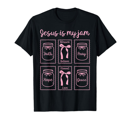 Jesus is My Jam Christian Faith Jesus God Lover Coquette Bow T-Shirt