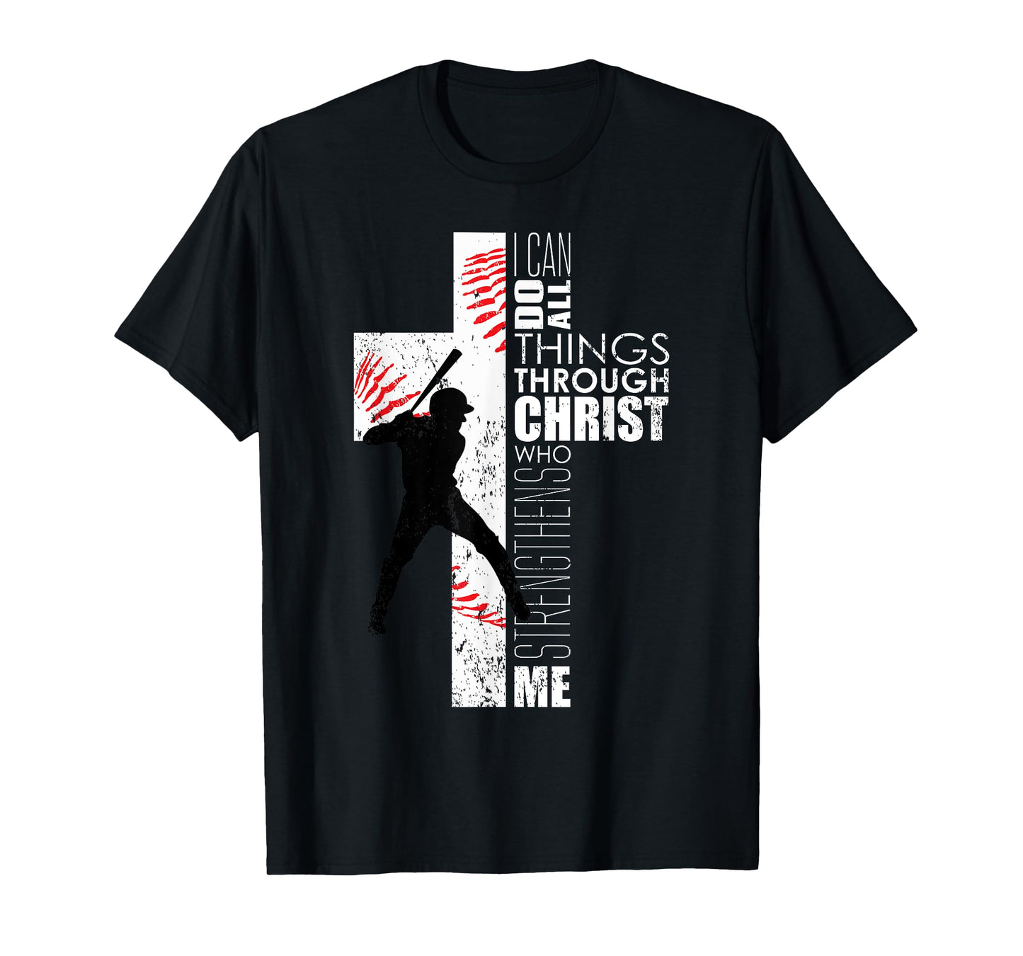 Christian Cross Baseball I Can Do All Things Through Christ T-Shirt