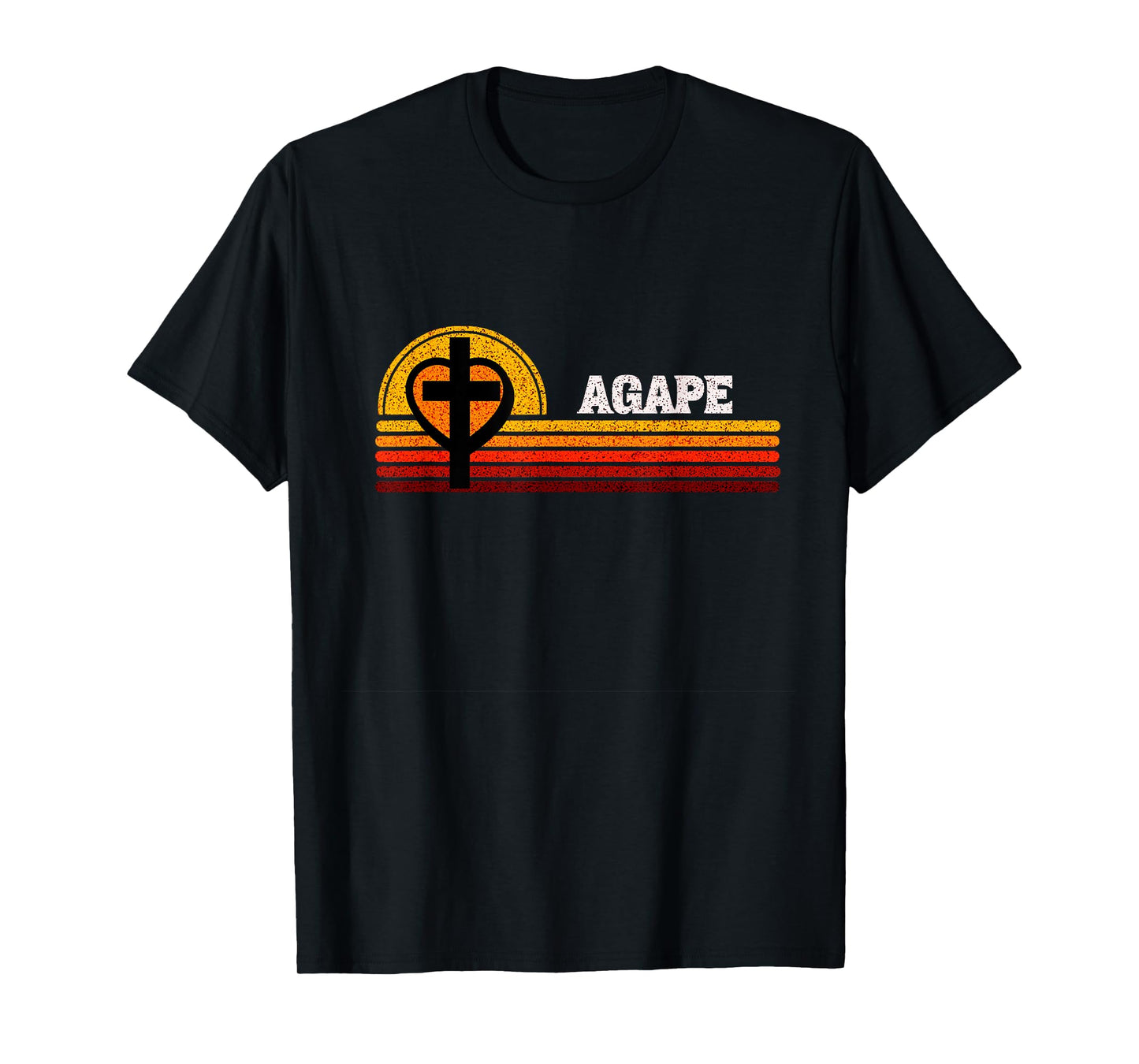 Agape God Love and Man Cross Heart Christian Faith T-Shirt