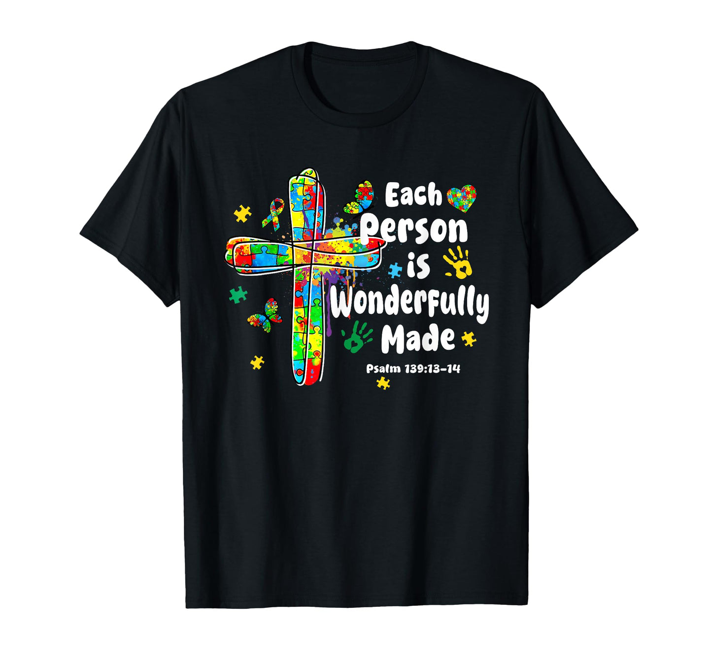 Each Person Is Wonderfully Made Christian Autism Bible Verse T-Shirt