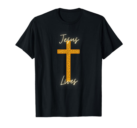 Jesus Lives Glowing Cross Christian Faith T-Shirt