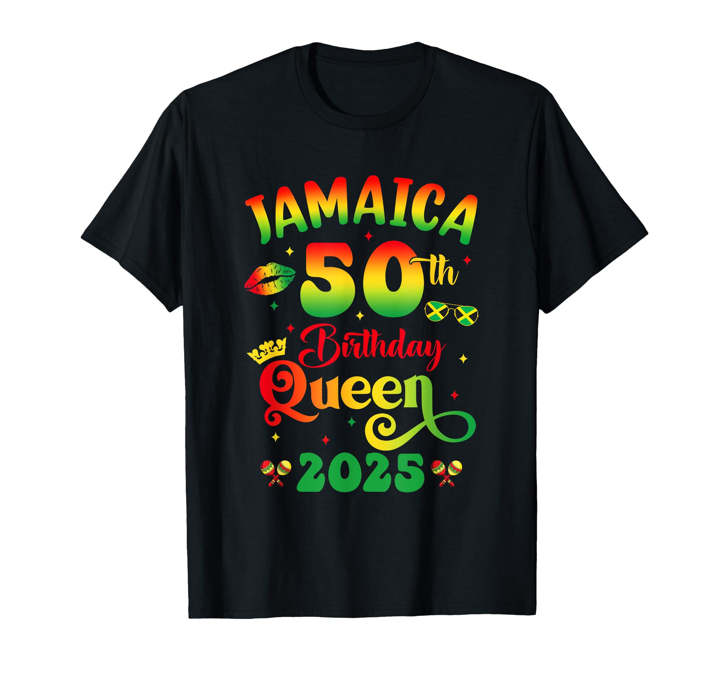 50Th Birthday Queen Jamaica Girl Matching Party 2025 T-Shirt