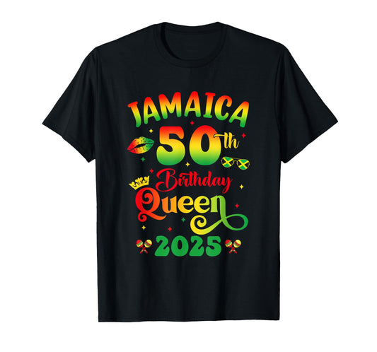 50Th Birthday Queen Jamaica Girl Matching Party 2025 T-Shirt