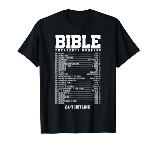 Bible Verses Emergency Number Hotline Christian Religious T-Shirt