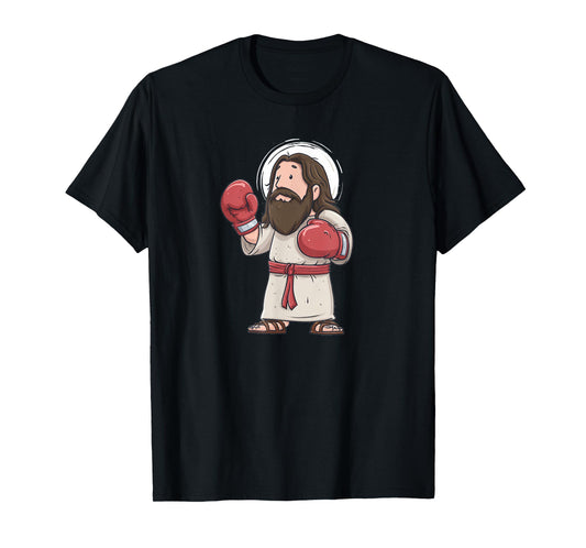 Cartoon Boxing Jesus Costume for Box Sports and Believer T-Shirt