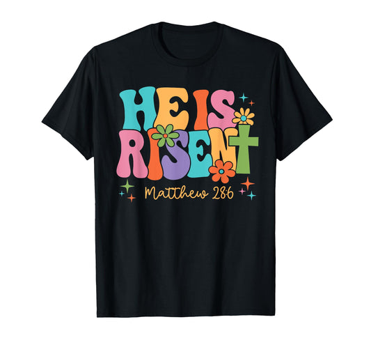 He is Risen Jesus Christian Happy Easter Kids Women Girls T-Shirt