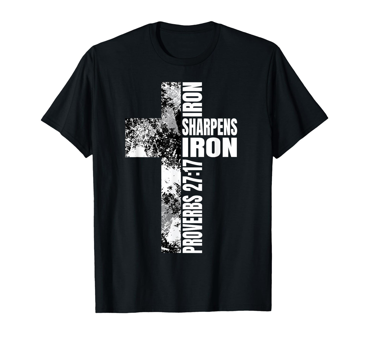 Black White Cross Iron Sharpens Iron Verse Christian Couples T-Shirt