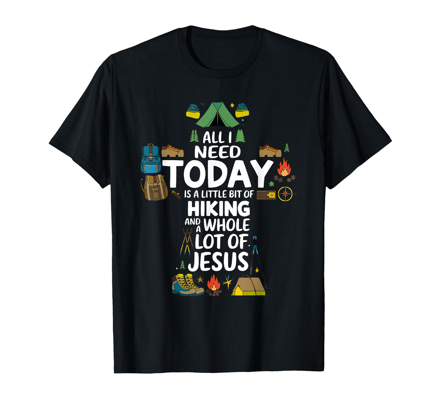 Hiking Jesus Christ Religion Christian Hiker Christianity T-Shirt